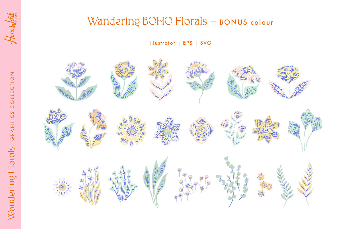 Wandering Boho Florals clipart, an Illustration by Flora Wild Designs (Photo 9 of 13)