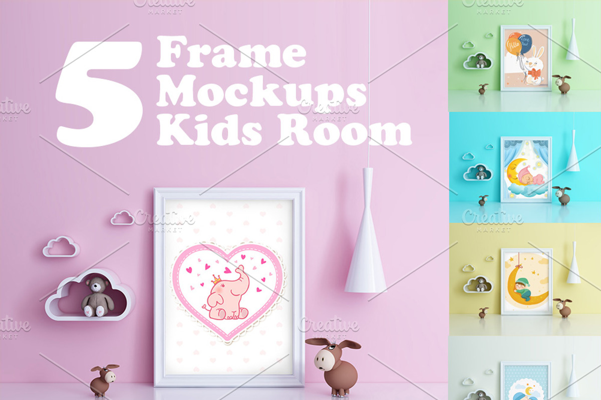 Kids Room Frame Mockups, a Print Template by Milan Mockup (Photo 2 of 6)