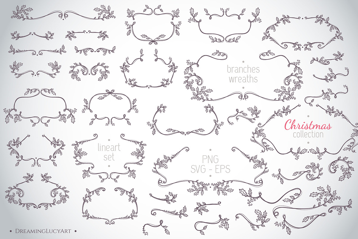 Classical Holly Christmas elements, a Decorative Illustration by Dreaming_Lucy (Photo 2 of 3)