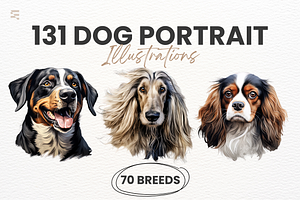 131 Dog Portrait Illustrations