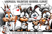 Whimsical Valentine Squirrel Clipart, an Illustration by OK Design (Thumbnail 1 of 6)