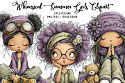 Whimsical Summer Girls Clipart, an Illustration by CreationArt (Thumbnail 1 of 7)