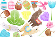 Easter Alpacas PNG clipart Set, an Animal Illustration by Art by Angele G (Thumbnail 3 of 3)