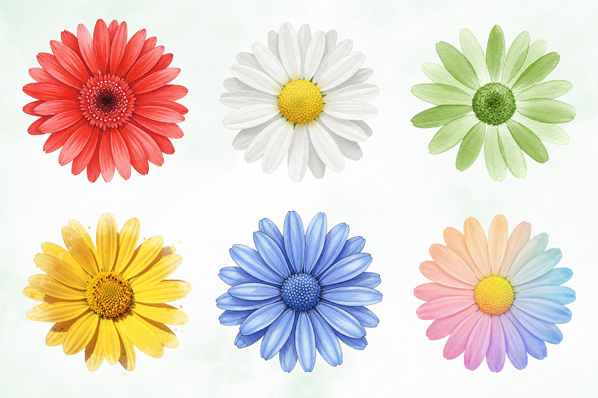 Daisy Flower Watercolor Clipart, an Illustration by Creative Art (Photo 3 of 7)