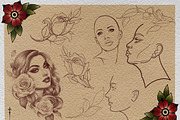 Procreate / Neo-traditional Ladies, a Brush Add-On by Studio.Valhalla (Thumbnail 7 of 11)