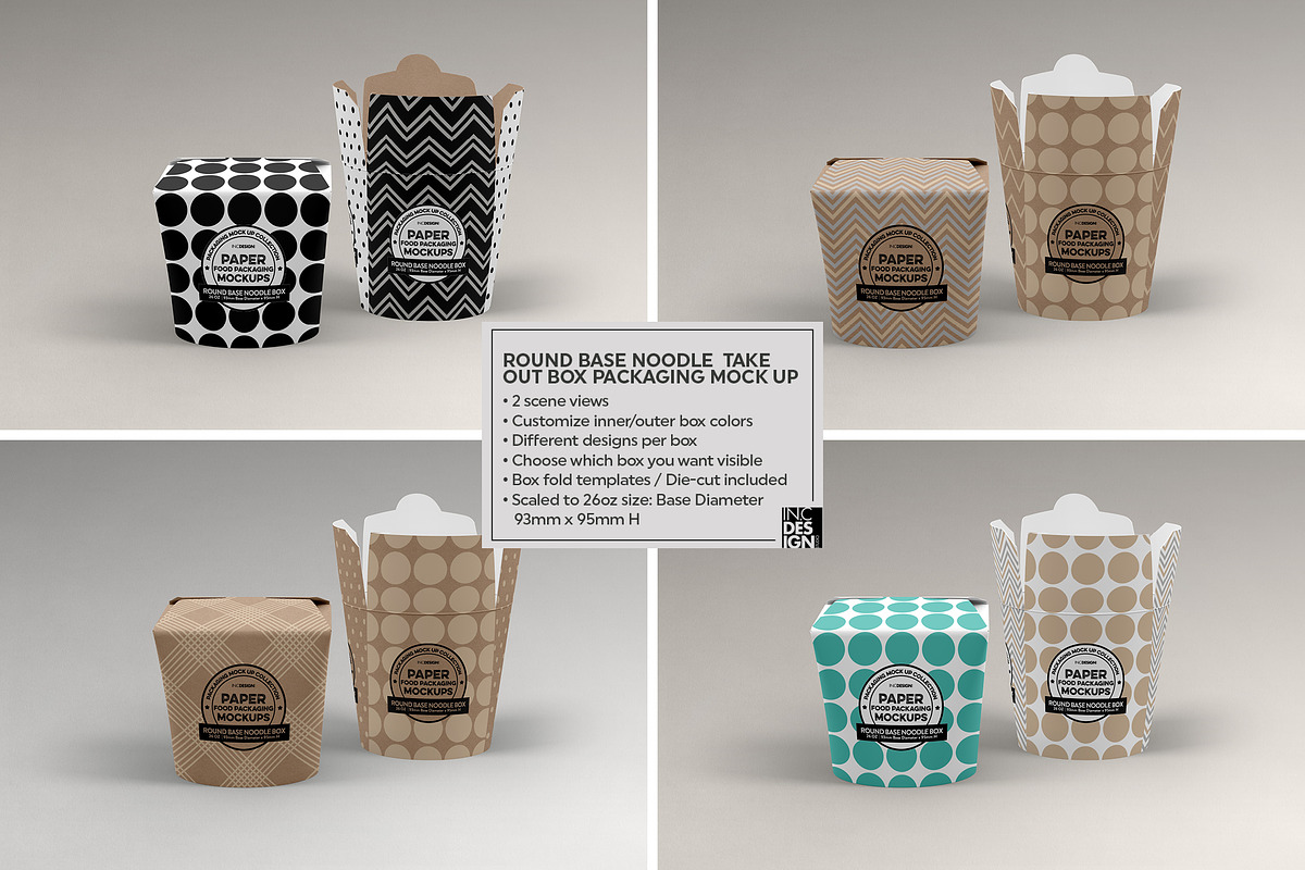 Round Base Noodle Box Mockup, a Packaging Mockup by INCDesign (Photo 2 of 9)