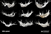 36 Milk Splashes on black background, an Object Illustration by Handmadefont (Thumbnail 6 of 10)