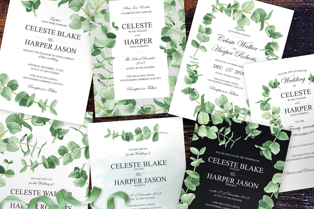 Eucalyptus Greens Wedding Suite, an Invitation Template by HannaSymo (Photo 9 of 14)