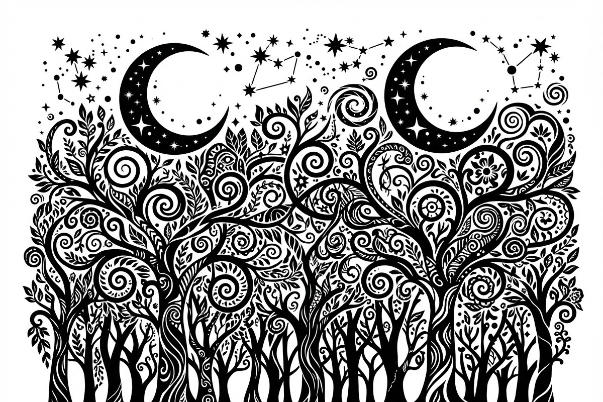 50 Mystical Galaxy Forest Silhouette, a Technology Illustration by Amazin_art (Photo 6 of 21)