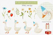 Geese watercolor collection, an Animal Illustration by AfonshinaArt (Thumbnail 3 of 9)