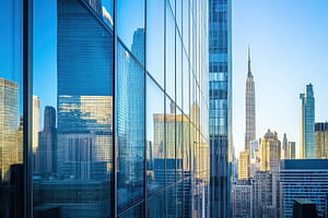 Reflections of the city skyline, a Photo by Pavel_design