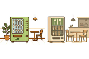 Vending machines for utensils and, a Food Illustration by ZinetroN