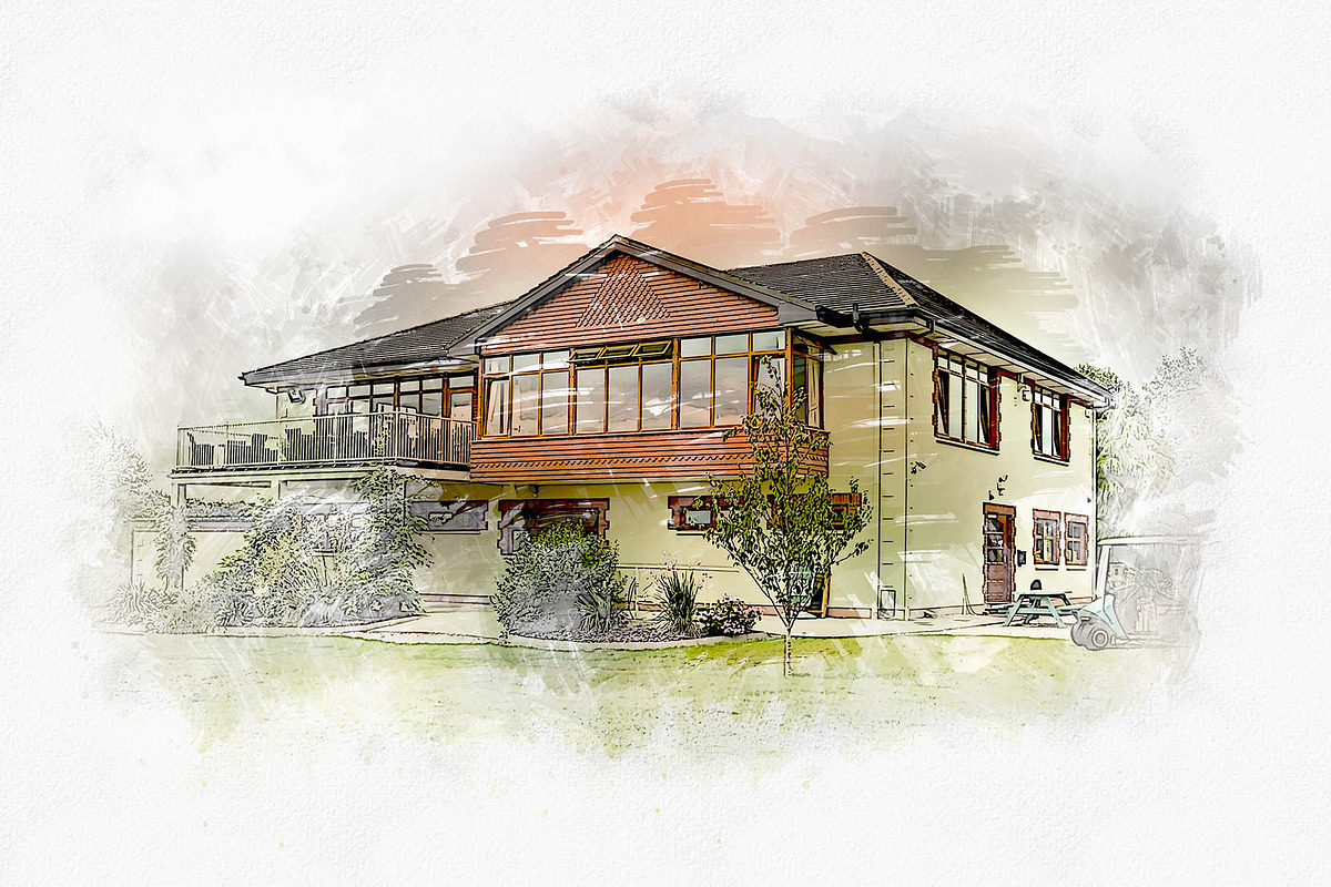 House Watercolor Painting, an Action Add-On by Photoshop Action (Photo 10 of 12)