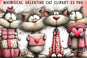Whimsical Valentine Cat Clipart, an Illustration by Libby Wishes (Thumbnail 1 of 6)