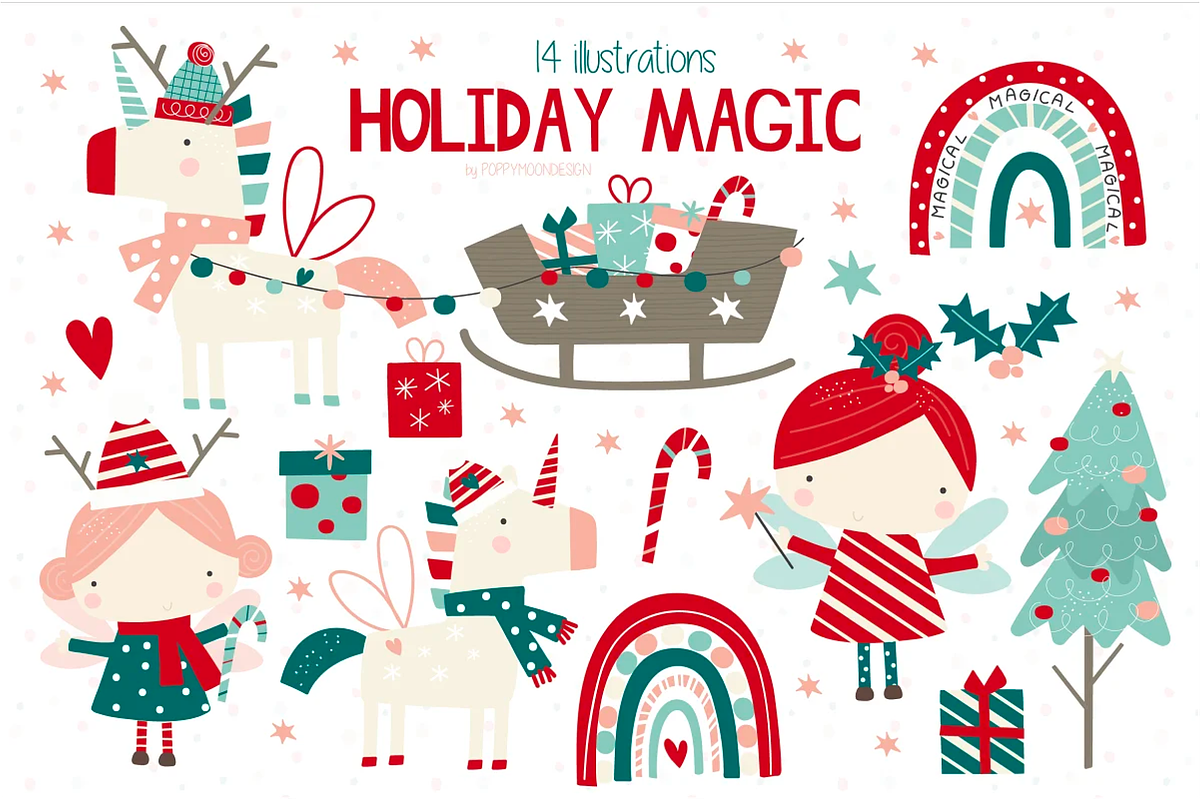 Bumper Christmas clipart set, an Animal Illustration by Poppymoondesign (Photo 8 of 12)