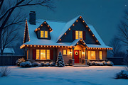 Cozy Winter House Night Background, a Holiday Photo by Aura Canyon HQ (Thumbnail 1 of 7)
