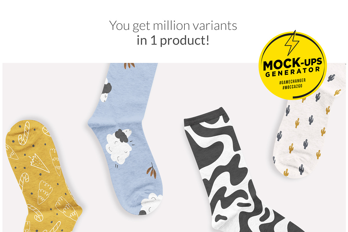 Melange Classic Socks 9x Mock-ups, a Print Template by Mocca Mockups Store (Photo 4 of 5)