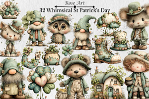 Whimsical St Patrick's Day Clipart, a Seasonal Illustration by Rose Art