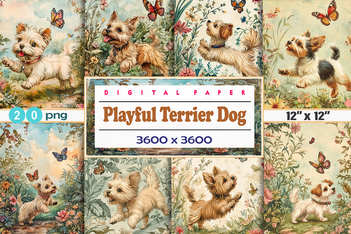 Playful Terrier Dog, a Graphic by Printable Treasure (Photo 1 of 8)