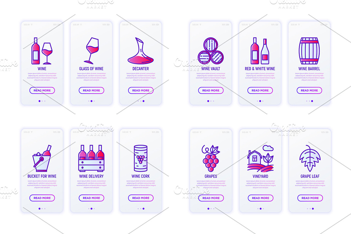 Wine | 16 Thin Line Icons Set, an Outline Icon by Alex Blogoodf (Photo 8 of 9)