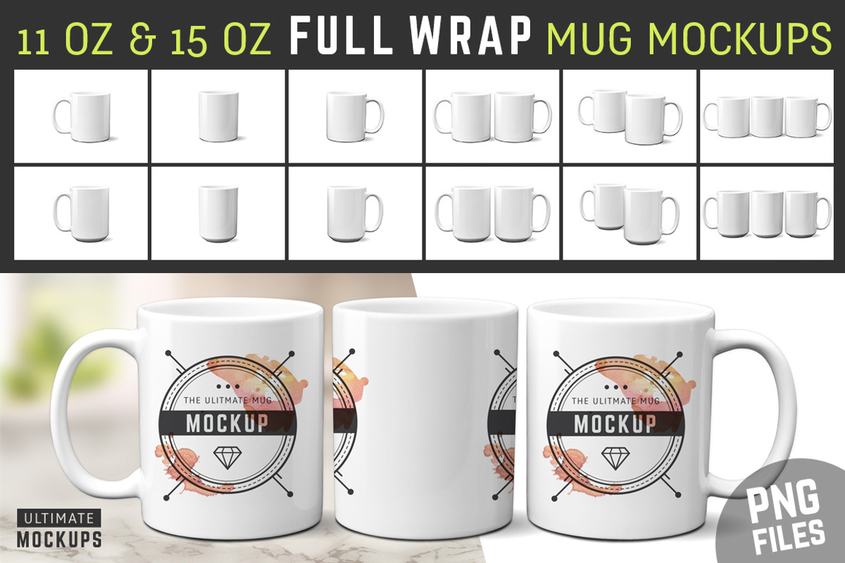 11 oz & 15 oz Mug Mockups (PNGs), a Cups & Container Mockup by Ultimate Mockups (Photo 1 of 7)