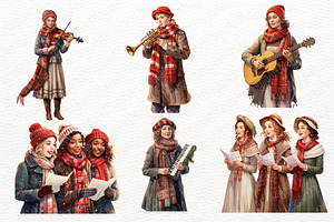 Christmas Carolers Watercolor Set