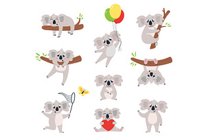 Cartoon koala characters. Funny, an Animal Illustration by LadadikArt
