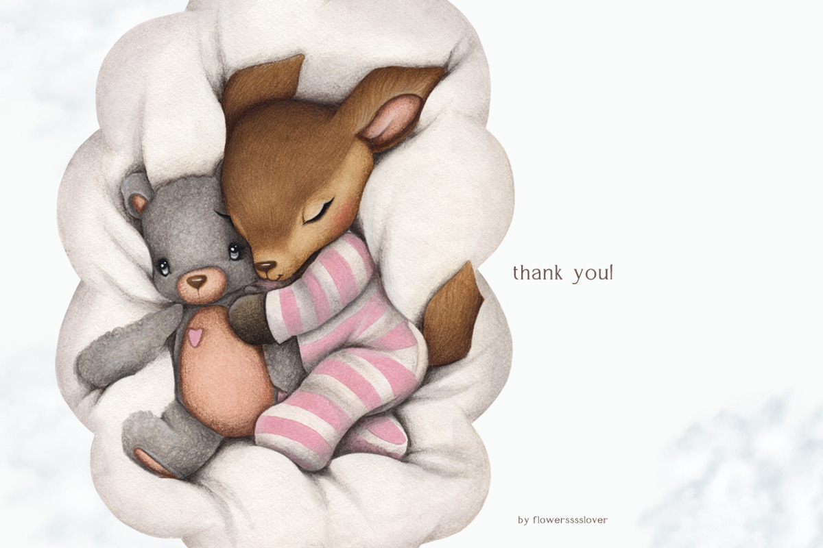 Watercolor Cute Set In The Sky, an Animal Illustration by ViktoriyaD (Photo 12 of 12)