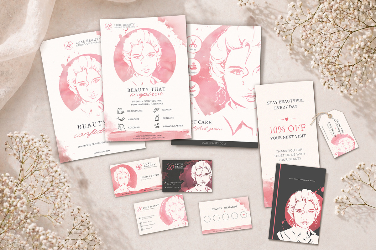 Beauty Branding PSD Template Set, a Branding & Logo Template by Elena Naumchenkova (Photo 4 of 4)
