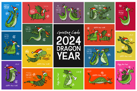 2024 Dragon Year | 16 Greeting Cards