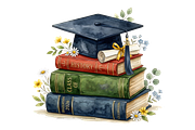 Watercolor Graduation Clipart PNGs, an Education Illustration by VetalStock (Thumbnail 21 of 24)