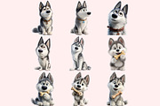 Husky Clipart PNG Bundle, a Graphic by M9 Design (Thumbnail 5 of 11)