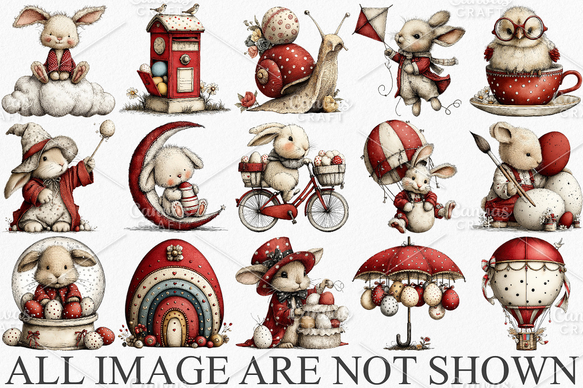 Whimsical Easter Clipart Bundle, an Illustration by Canvas Craft (Photo 3 of 7)