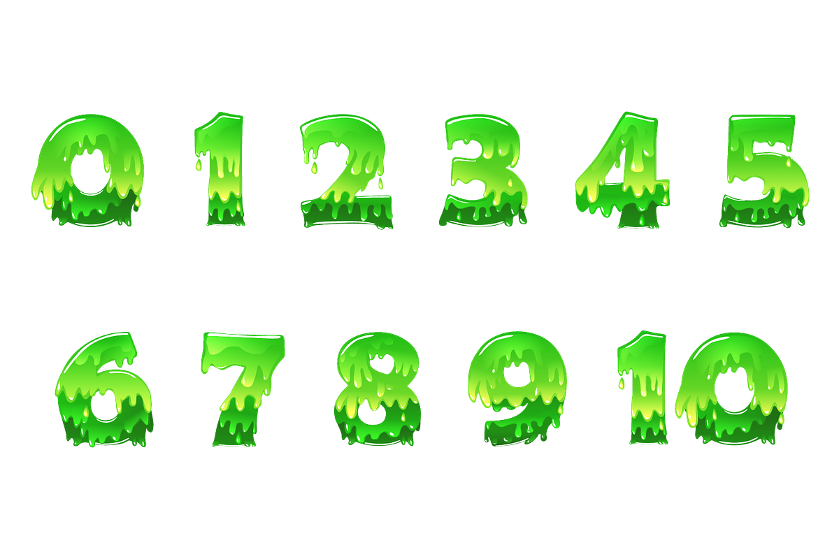Slime Cartoon Numbers in two colors, a Graphic by BabySofja