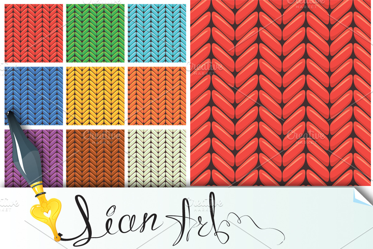 Set of 9 knitted wool colorful seaml