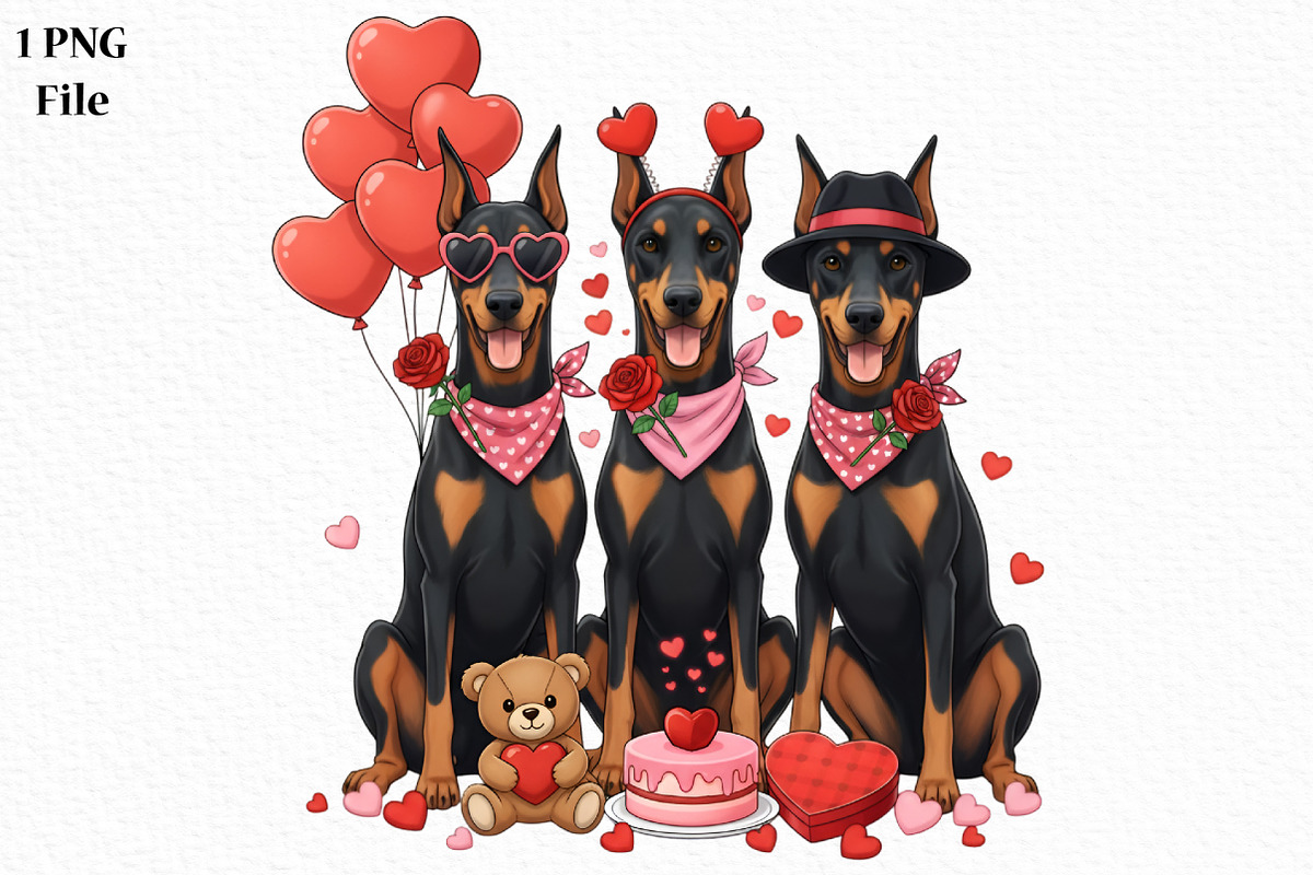Valentine dog shirt, Doberman Shirt, an Illustration by Canvas Craft (Photo 1 of 6)