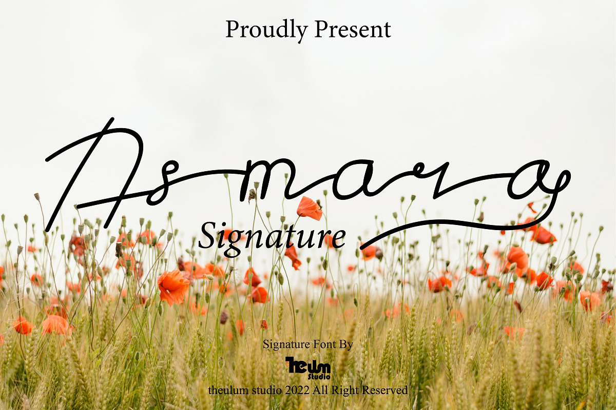 Asmara - Longtail Signature Font, a Script Font by Inventype Studio (Photo 1 of 9)