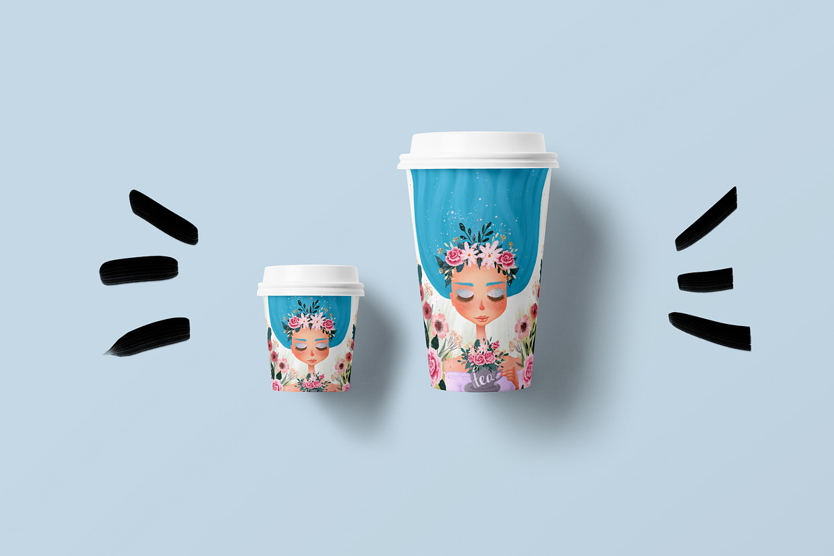 Floral Tea Girl Illustration, a Decorative Illustration by Chloe's Illustrations (Photo 4 of 10)