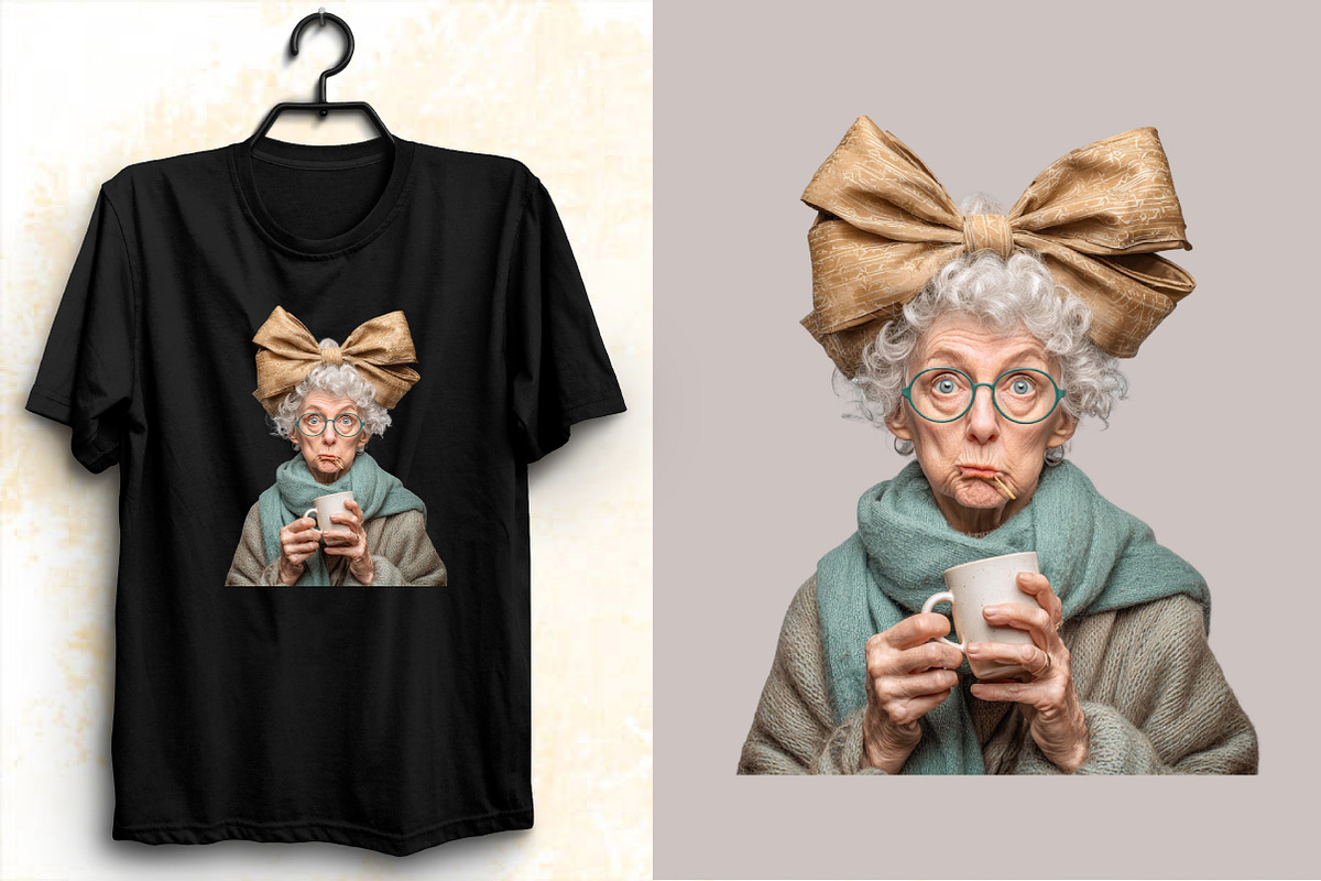 Funny Old Lady Christmas Sublimation, an Illustration by SVGArt (Photo 4 of 8)
