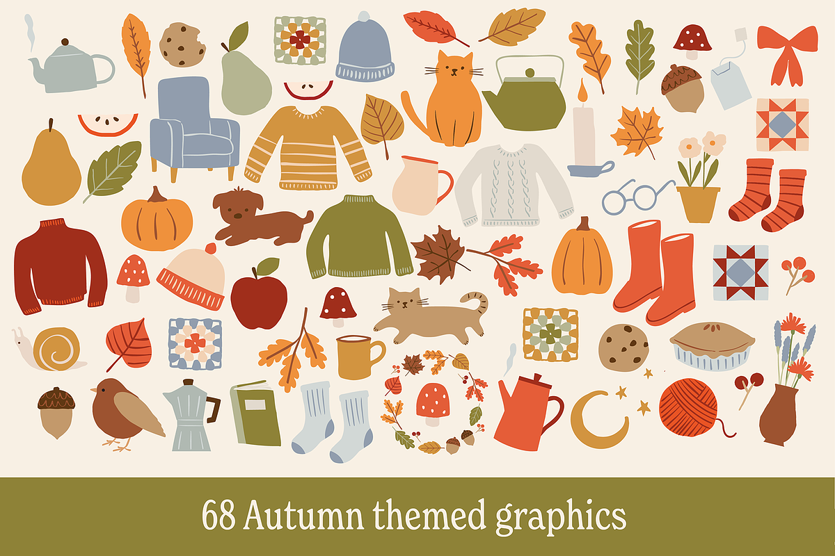 Cosy Autumn & Fall Graphics, a Seasonal Illustration by Gross Illustrations (Photo 3 of 9)