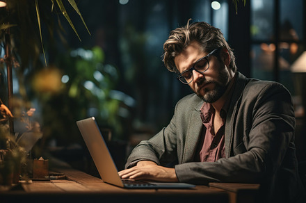 Exhausted tired businessman at workplace, sitting at desk with l, a Person Photo by AS photostudio