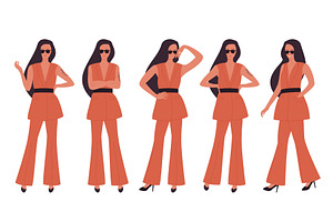 Fashionable Women Posing in Stylish, an Object Illustration by Flashvector