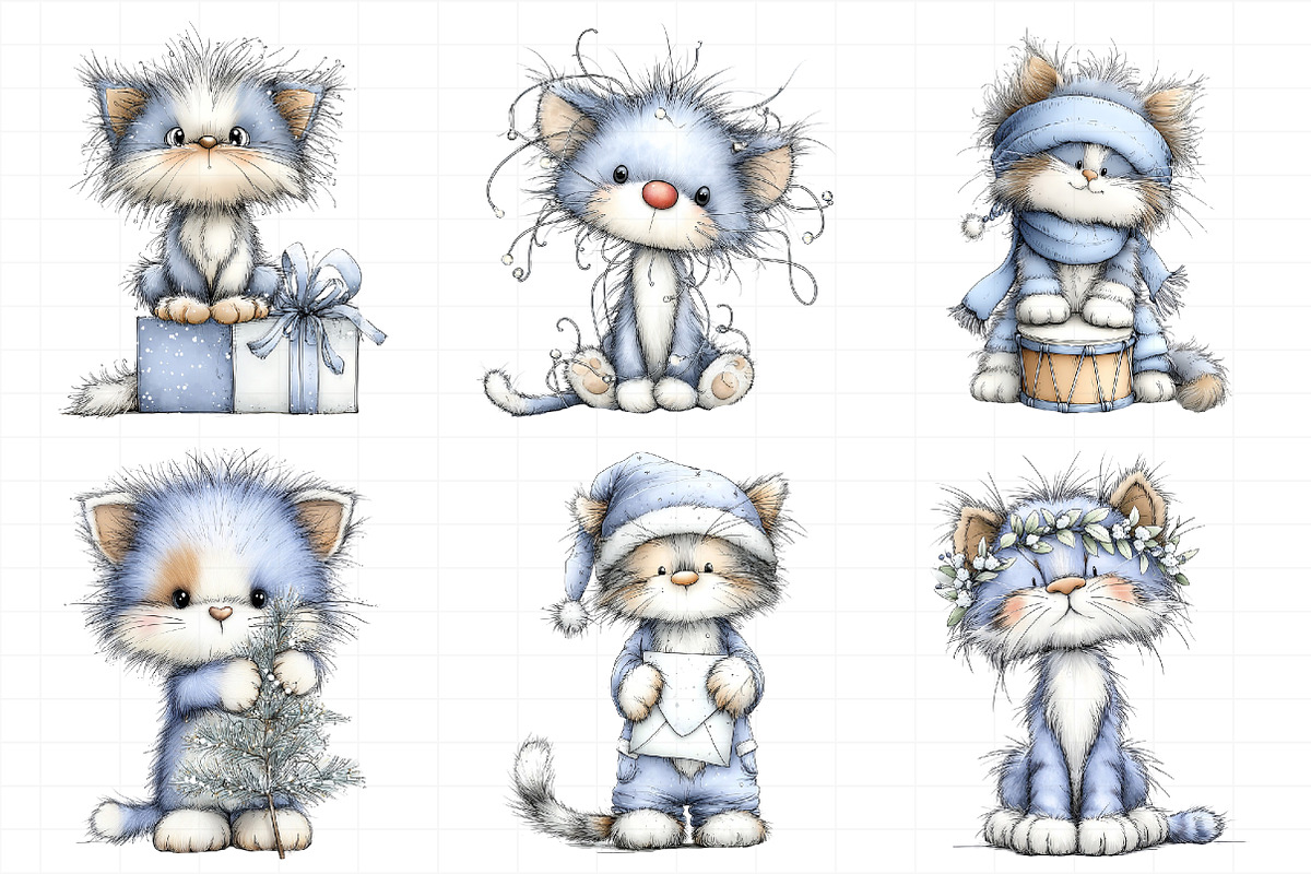 Cute Christmas Fluffy Cats Sublimati, an Illustration by Daily.Designs (Photo 4 of 5)