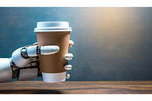 Robot hand holding a disposable, a Technology Photo by Igor Tichonow