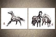 Horses Sumi-e, an Animal Illustration by StabuLaRasa illustration (Thumbnail 10 of 21)