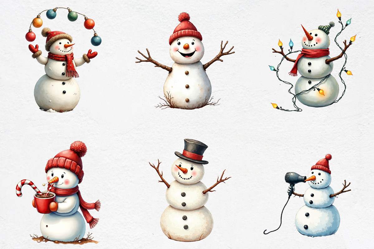Funny Christmas Snowman Clipart Bund, an Illustration by CrexoraLab (Photo 2 of 5)