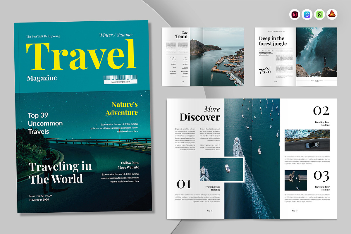 Travel Magazine Template, a Magazine Template by Spark_Creative (Photo 1 of 14)