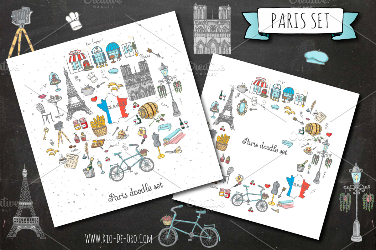 58 Paris color hand drawn icons!, an Object Graphic by Natasha-Pankina.com (Photo 2 of 5)