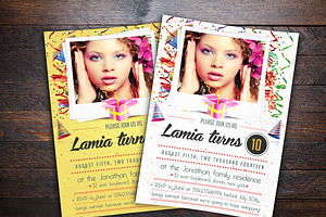 Confetti Birthday Invitation Cards, a Card Template by Design Addict