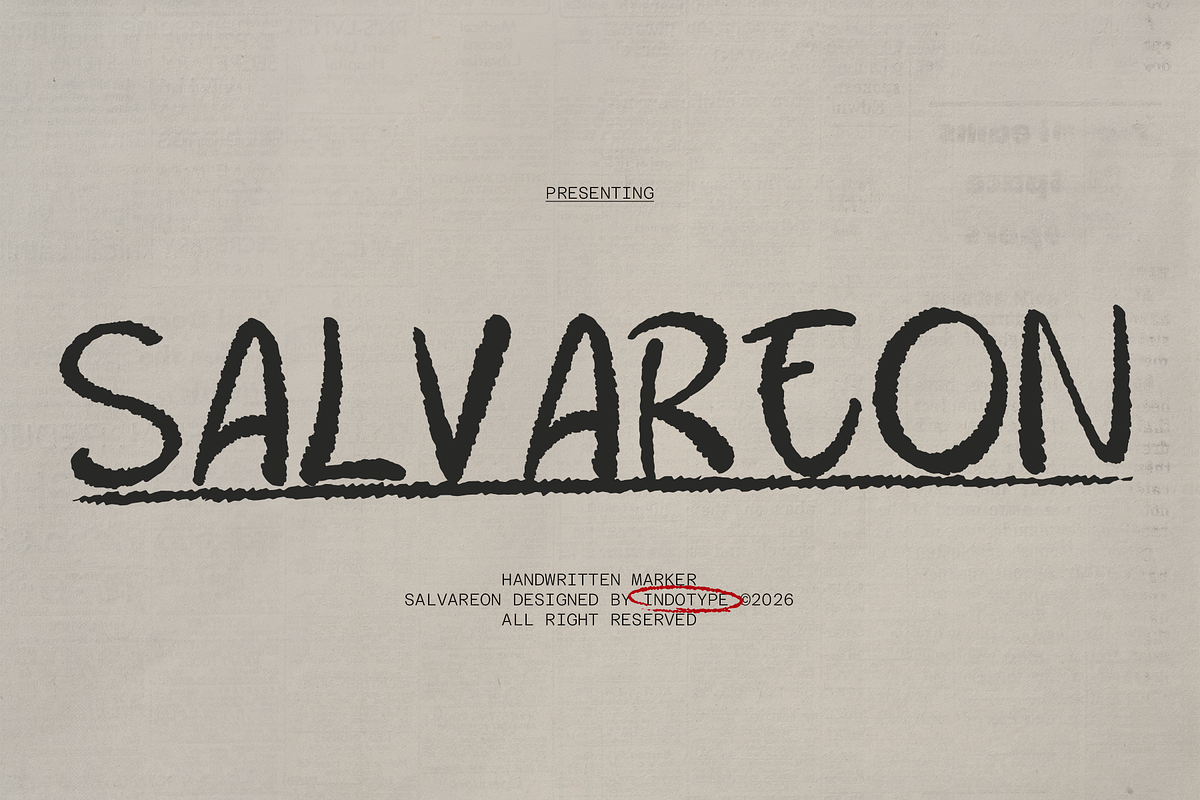 SALVAREON - Handwritten Marker Font, a Handwritten Font by Indotype Foundry (Photo 1 of 10)
